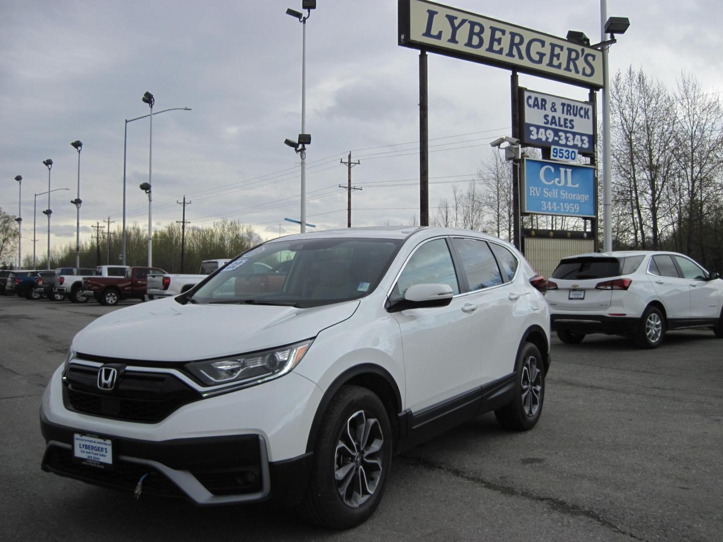 2022 white /Tan Honda CR-V EX-L AWD (2HKRW2H8XNH) , automatic transmission, located at 9530 Old Seward Highway, Anchorage, AK, 99515, (907) 349-3343, 61.134140, -149.865570 - Photo#0